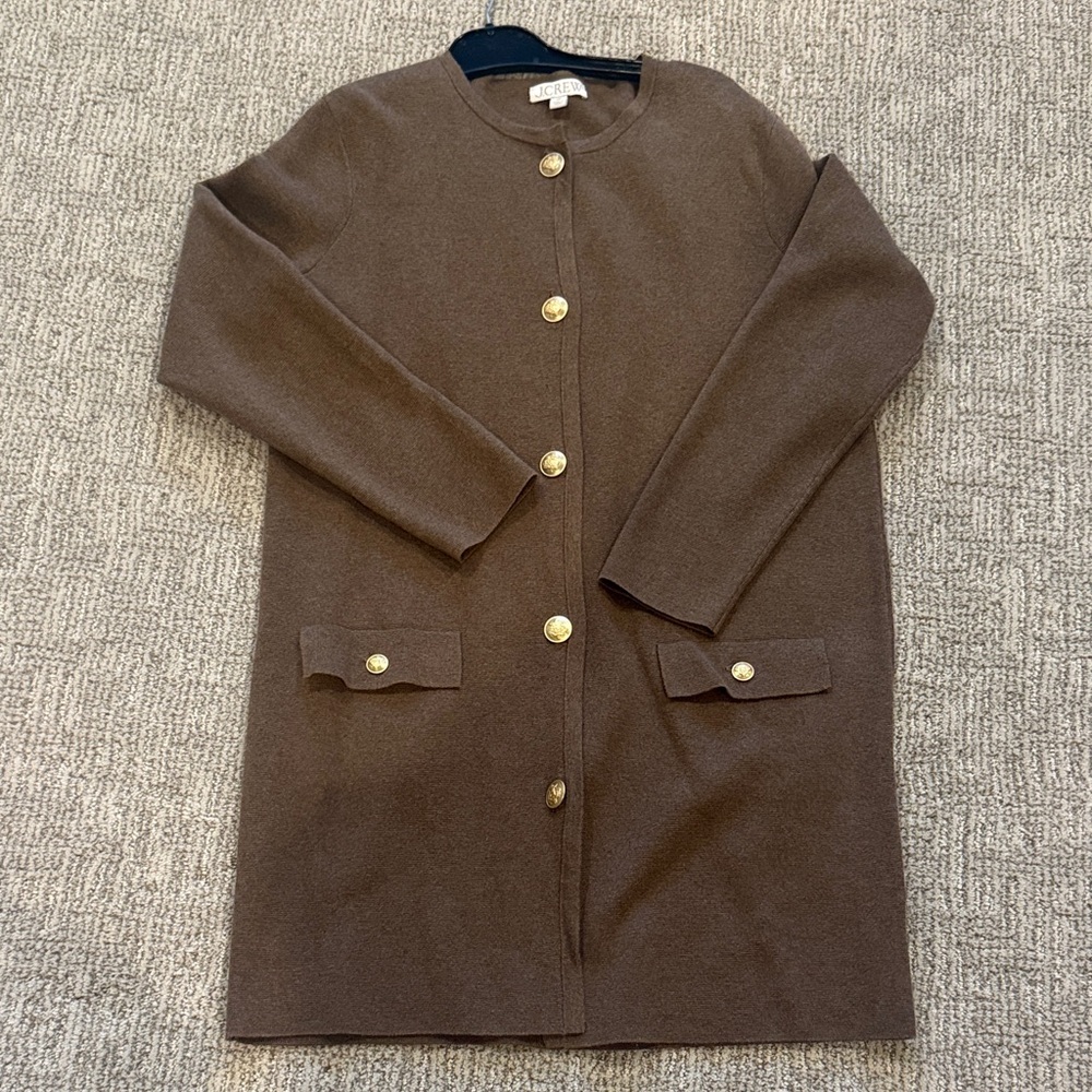 Jcrew dress Brown knit with Gold Buttons
